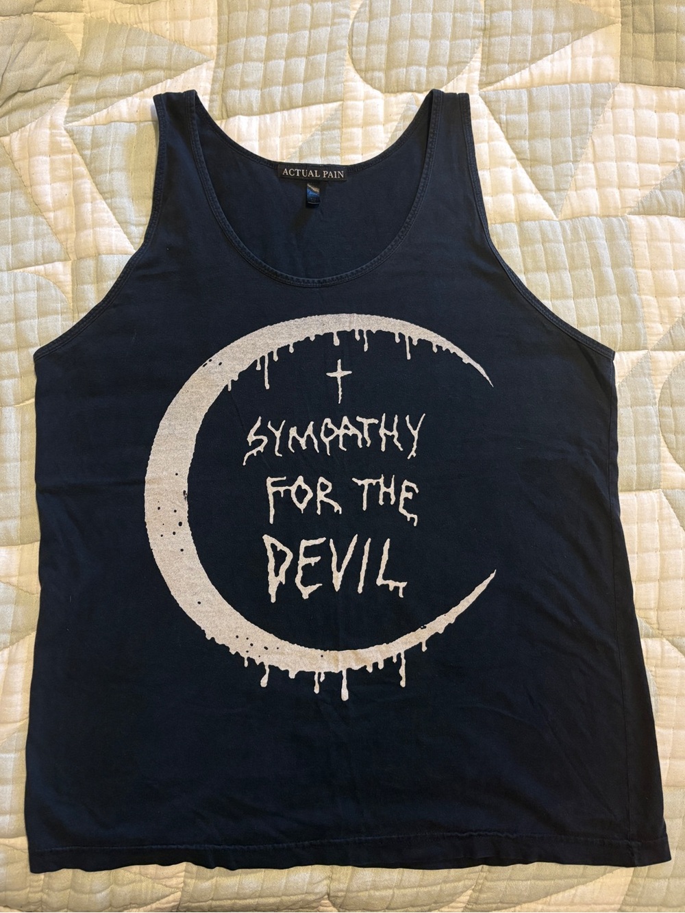 “Sympathy for the Devil” Actual Pain XL Mens Tank Top